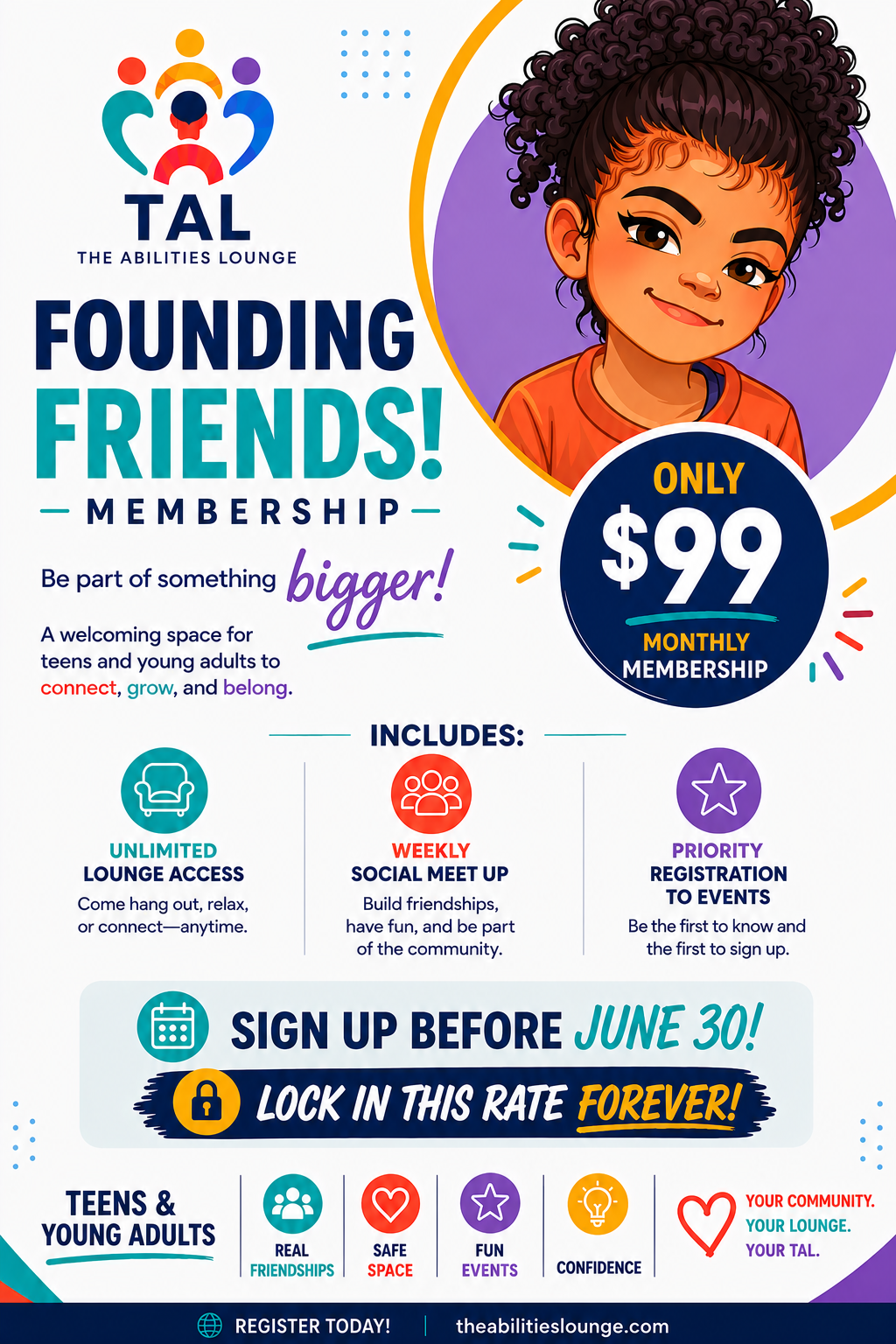 TAL Founding Friends Membership — only $99 monthly. Sign up before June 30 to lock in this rate forever.